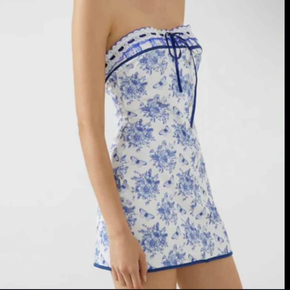 Floral Blue and White Dress